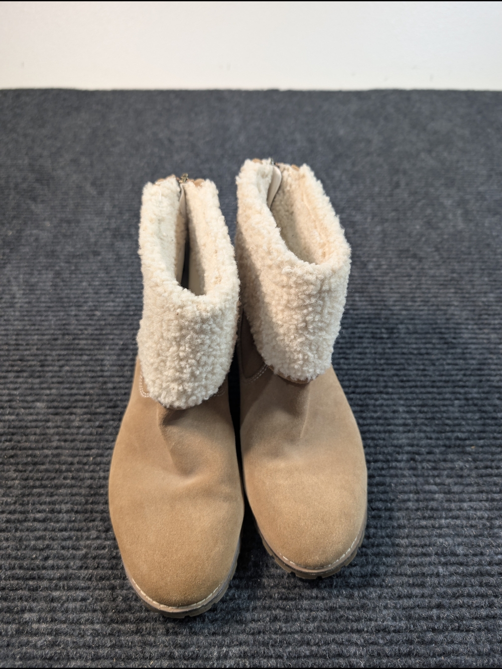 Bjorndal Tan Suede Ankle Boots with Cream Sherpa Cuff